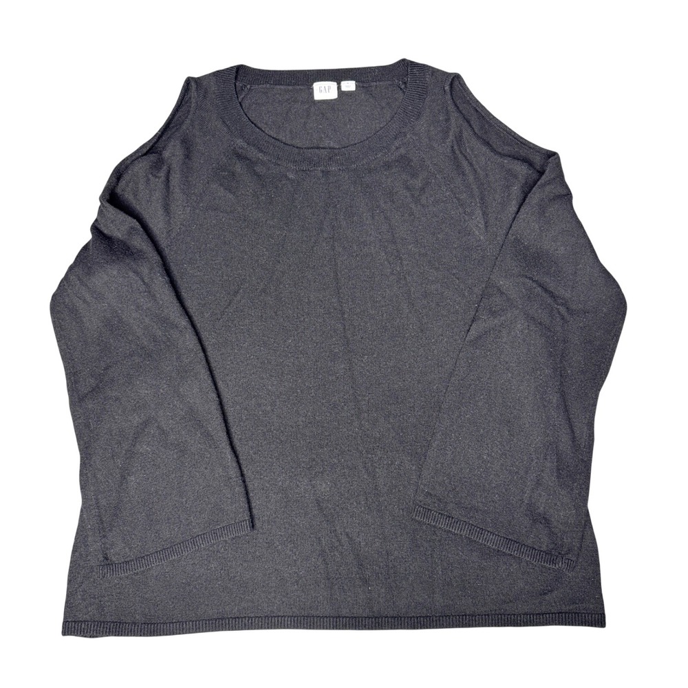 Gap Womens Cold Shoulder Merino Wool Blend Knit Sweater Black size Small